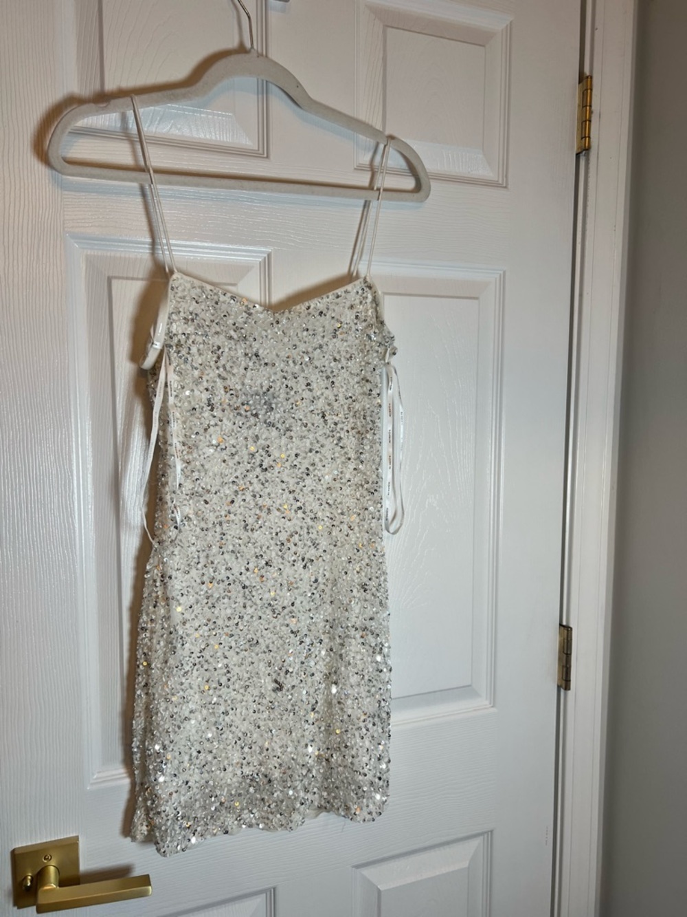 retrofete Dionne Sequin Dress in Silver & White - Picture 4 of 9